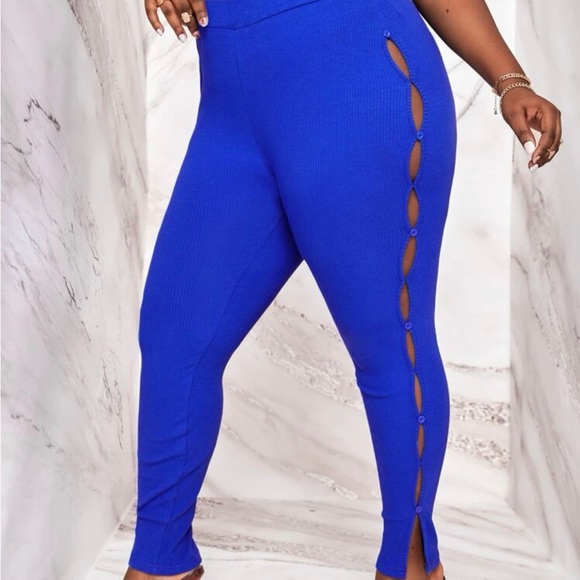 SHEIN Pants - SHEIN SXY Plus Button Side Split Hem Leggings 1xl